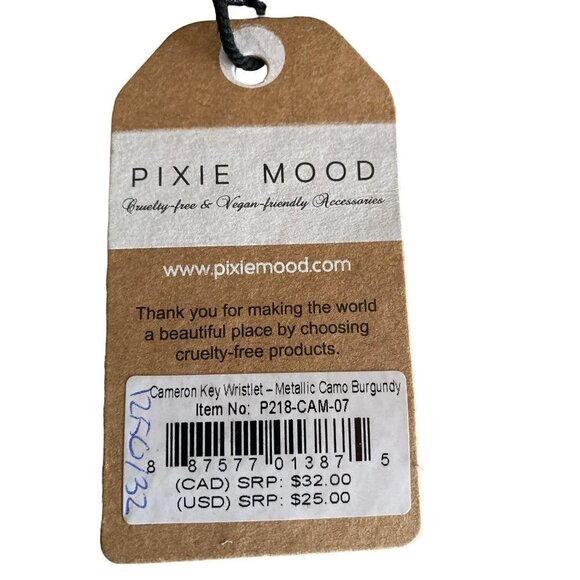 NWT Pixie Mood Cameron Metalic Camo Burgundy Wristlet Vegan Leather - Picture 5 of 6